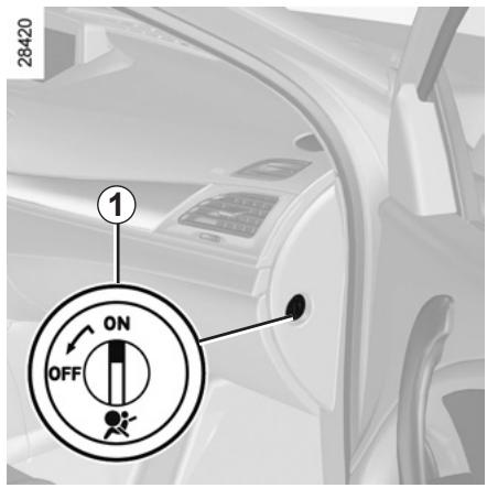 RENAULT MEGANE 3 2013 - SÉCURITÉ ENFANTS : désactivation, activation airbag passager avant (3/3) - 1