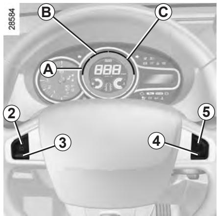 RENAULT MEGANE CC 3 2012 - RÉGULATEUR-LIMITEUR DE VITESSE : fonction régulateur (2/4) - 2