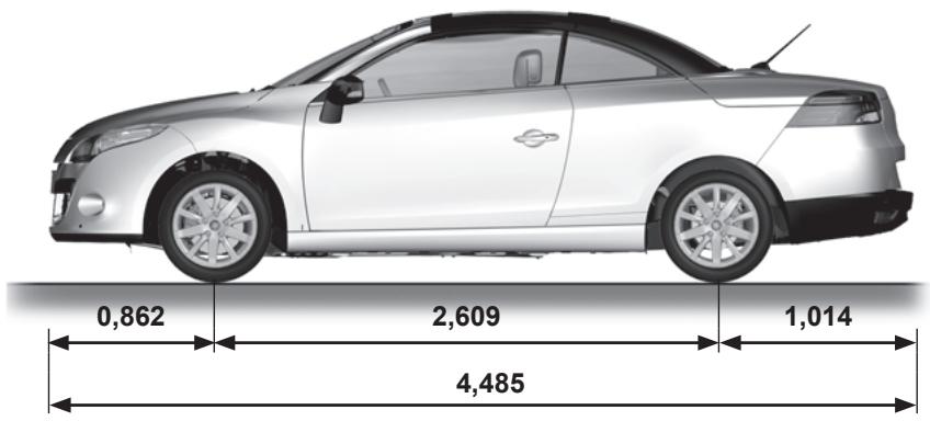 RENAULT MEGANE CC 3 2012 - DIMENSIONS (en mètres) - 1