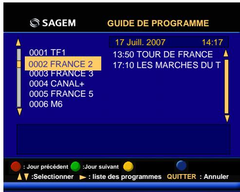 SAGEM ISD74 TNTSAT - Guide électronique des programmes - 1