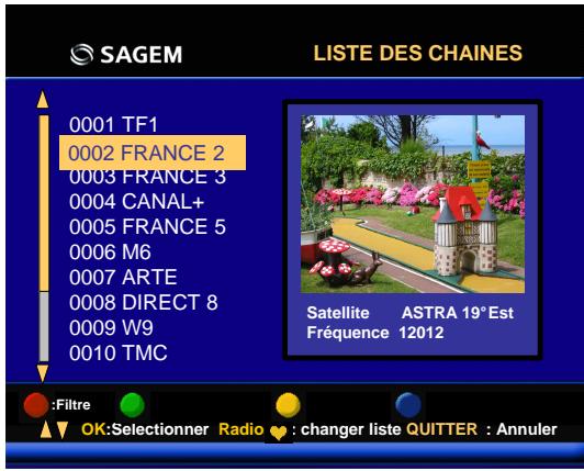 SAGEM ISD74 TNTSAT - Sélectionner une chaine - 1
