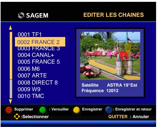 SAGEM ISD74 TNTSAT - Editor les chaînes - 1