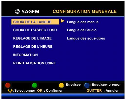 SAGEM ISD74 TNTSAT - Configuration générale - 1