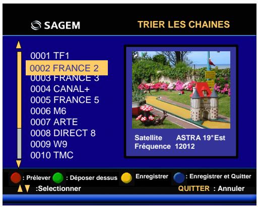 SAGEM ISD74 TNTSAT - Trier les chaînes - 1