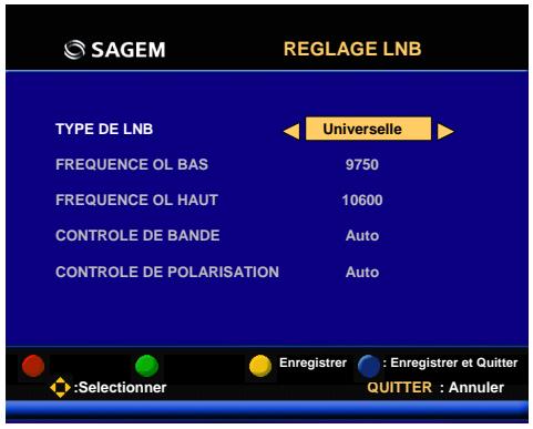 SAGEM ISD74 TNTSAT - Configuration du LNB (tête hyperfréquence) - 1