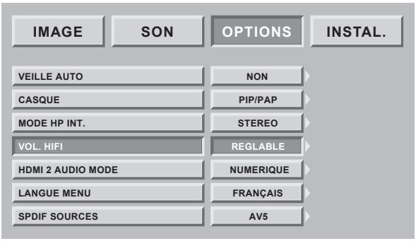 SAGEM AXIUM DLP 50 - Réglage de la sortie Hi-Fi - 1