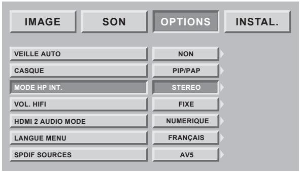 SAGEM AXIUM DLP 50 - Réglage du mode des haut-parleurs - 1