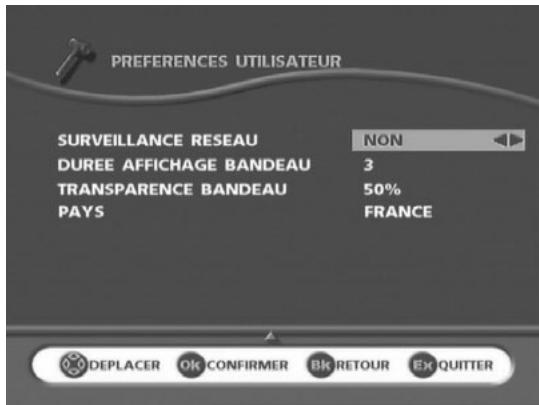 SAGEM AXIUM DLP 50 - Préférences utilisateur - 1