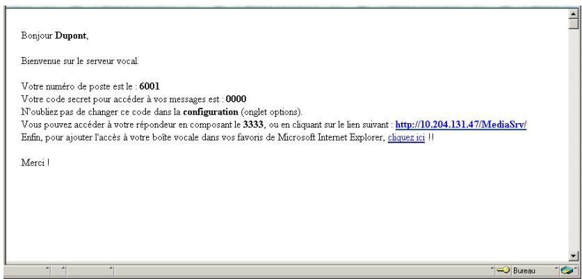 SAGEM OPEN LINE EVA - Email d'accueil - 1