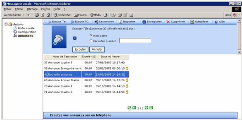 SAGEM OPEN LINE EVA - Gérer les announces - 1