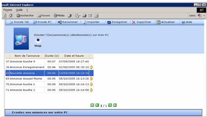 SAGEM OPEN LINE EVA - Gérer les announces - 2