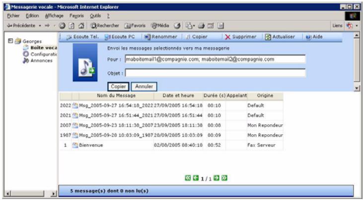 SAGEM OPEN LINE EVA - Transférer un message - 1