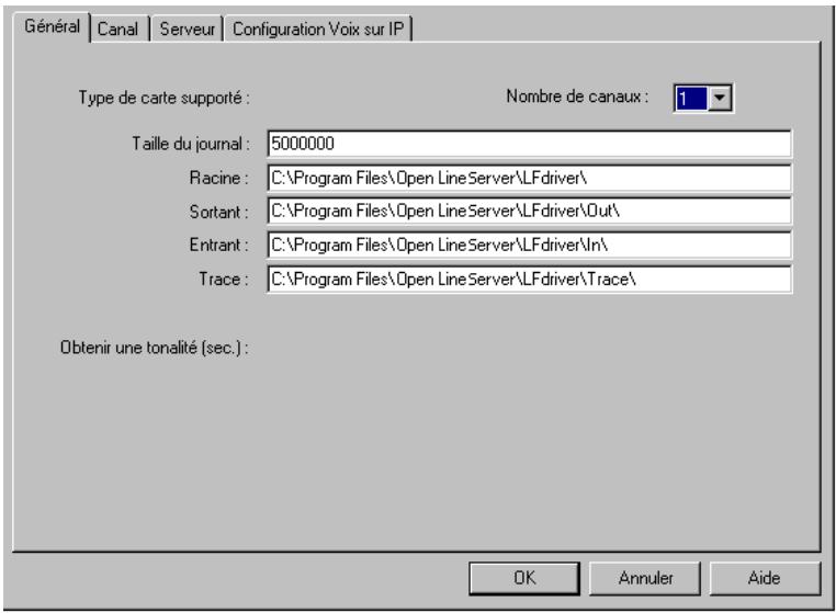 SAGEM OPEN LINE SERVER - Paramètres généraux - 1