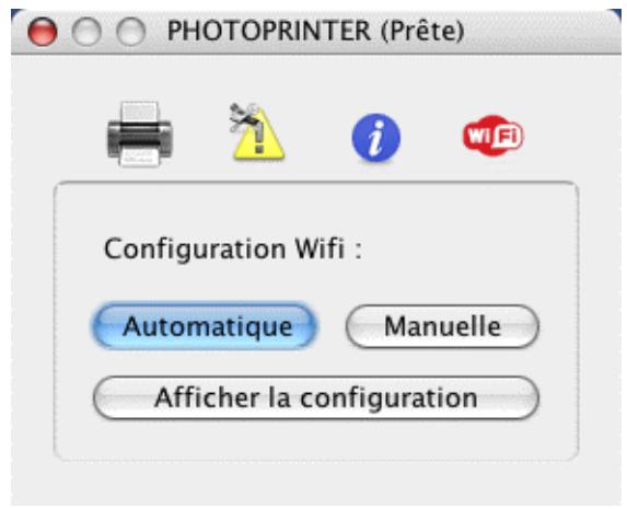 PHOTOPRINTER (Prête) Configuration Wifi : Automatique Manuelle Afficher la configuration