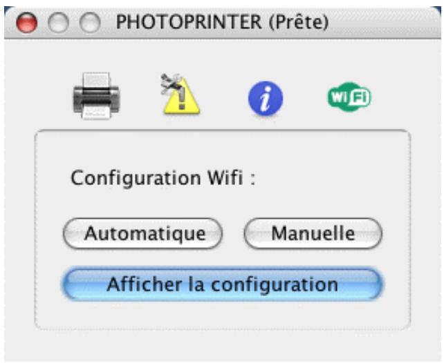 PHOTOPRINTER (Prête) Configuration Wifi : Automatique Manuelle Afficher la configuration