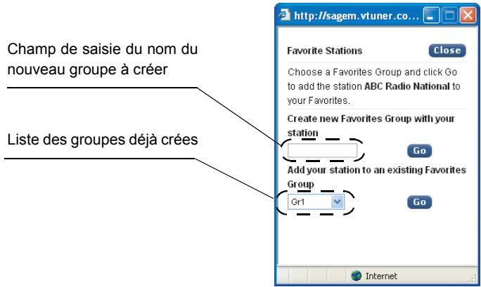 SAGEM WEB TUNER 500 - Définir et consulter vos propres groupes de stations - 1