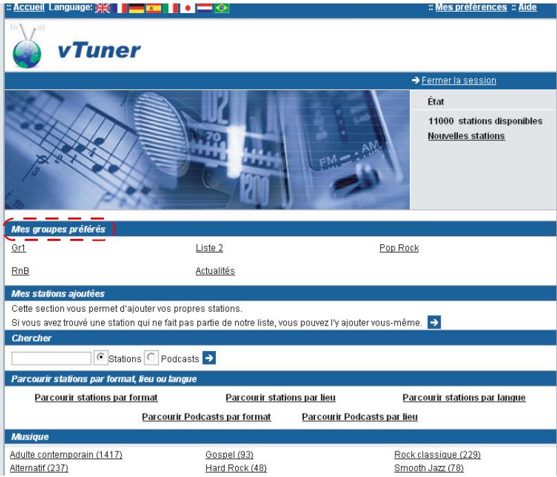 SAGEM WEB TUNER 500 - Définir et consulter vos propres groupes de stations - 2