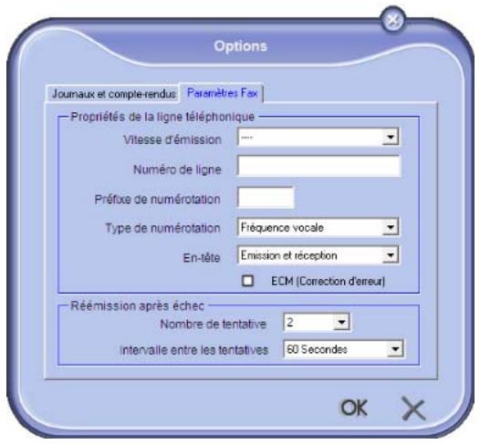 SAGEM AGORIS M943DN - Description de l'onglet Paramètres Fax - 1