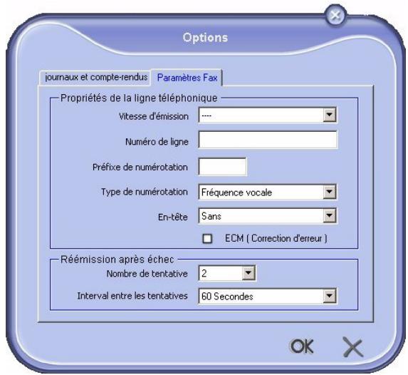 SAGEM MF 5461 - Description de l'onglet paramètres FAX - 1