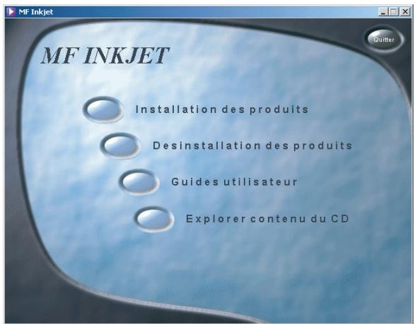 MF INKJET Installation des produits Desinstallation des produits Guides utilisateur Explorer contenu du CD