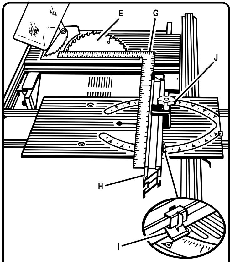 RYOBI BT3100-1 - Huit vis sont visibles sur la base de la table d'onglet (B). - 1