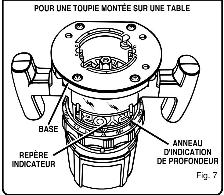 RYOBI R165 - RÉGLAGE DE PROFONDEUR DE COUPE LORSQUE LA TOUPIE EST MONTÉE SUR UNE TABLE - 4