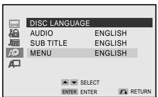 SHARP SD-PX2 - > Selecting a language for "DISC LANGUAGE", etc. - 1