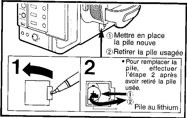 SHARP VL-C73SA - Mise en place de la pile au lithium - 1