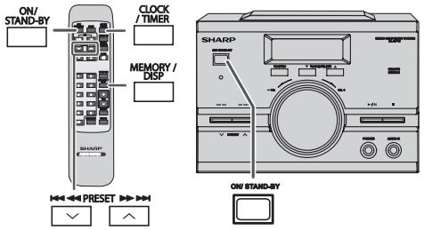 ON/ STAND-BY CLOCK /TIMER MEMORY / DESP SHARP ON STAND-BY PRESET