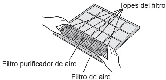SHARP AY-XPC9JR - Coloque el filtro purificador de aire bajo de los topes del filtro localizados sobre el filtro de aire. - 1