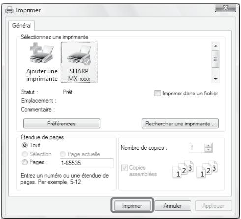 SHARP MX-C400 - Sélectionnez les paramètres d'impression. - 1