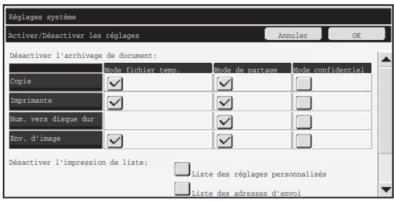 SHARP MX-FR11U - ■ Désactiver l'archivage de documents - 1