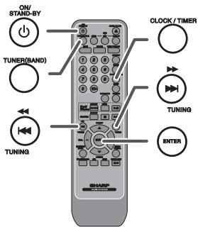 ON/ STAND-BY TUNER(BAND) TUNING CLOCK/TIMER TUNING ENTER
