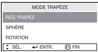 MODE TRAPÈZE RÉG TRAPÈZ SPHÈRE ROTATION SÉL. ← ENTR. → FIN