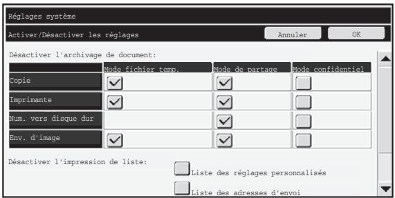 SHARP MX-FR16U - Désactiver l'archivage de documents - 1