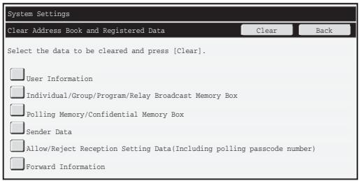 SHARP MX-FR16U - Clear Address Book and Registered Data - 1