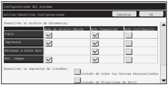 SHARP MX-FR16U - Desactivar el archivo de documents - 1