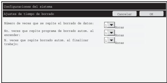 SHARP MX-FR16U - ■ Ajustes de tiempo de borrado - 1