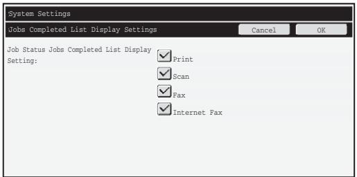 SHARP MX-FR16U - Jobs Completed List Display Setting - 1