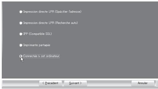 SHARP MX-PB12 - Lorsque vous étés invite à désirir le type de connexion de l'imprimante, Sélectionnez [Connectée à cet ordinateur] et cliquez sur le bouton [Suivant]. - 1