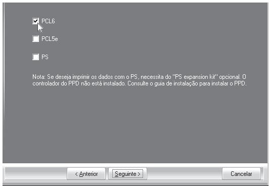 SHARP MX-PB12 - quando aparecer a janela de seleção do controlador de impressora, seleção o controlador de impressora a instalar e clique no botão [Seguinte]. - 1