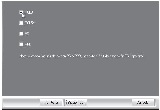 SHARP MX-PB12 - Cuando aparezca la ventsa de seleccion del controlador de la impresora, seleccione el controlador que desea instalar y hagablick en el boton [Siguiente]. - 1