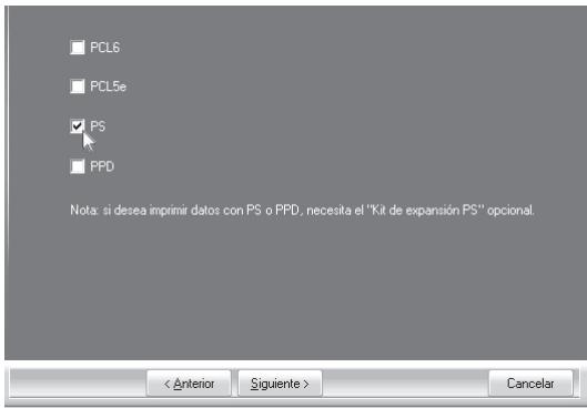 SHARP MX-PB12 - Cuando aparece la ventsa de selección de puerto, selección el puerto que utilizes el controlador de la impressora PCL6 (USB001, etc.) y pulse en el botón [Siguiente]. - 1