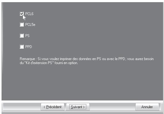 SHARP MX-PB12 - Lorsque la fenêtre de selection du pilote d'imprimante apparait, sélectionnez le pilote d'imprimante à installer et cliquez sur le bouton [Suvivant]. - 1