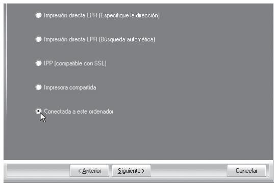 SHARP MX-PB12 - Cuando se le pregunte como se conecta la impresora, seleccione [Conectada a este ordinador] y hagablick en el boton [Siguiente]. - 1