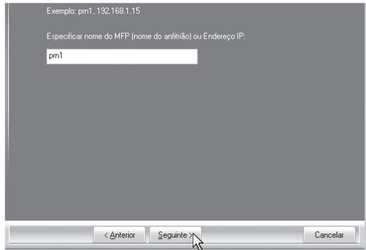 SHARP MX-PB12 - Introduza o nome (nome do host) ou endereço IP da boaina e clique no botão [Seguin]. - 1