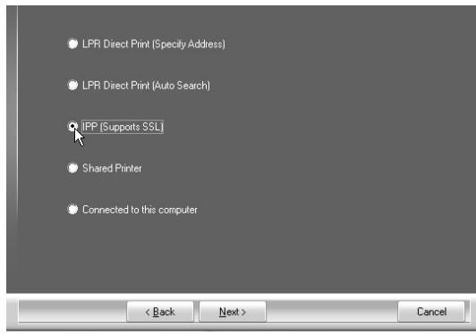 SHARP MX-PB12 - When you are asked how the printer is connected, select [IPP] and click the [Next] button. - 1