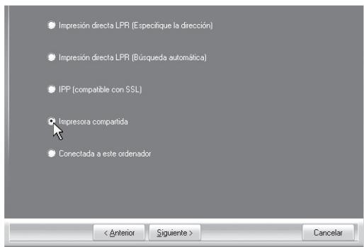SHARP MX-PB12 - Selección [Impresora comparta] y hagablick en el botón [Siguiente]. - 1