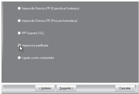 SHARP MX-PB12 - Selezione [Impressora partilhada] e clique no botão [Seguinte]. - 1