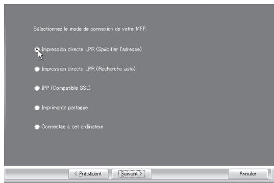 SHARP MX-PB12 - Lorsque vous étés invite à désirir le type de connexion de l'imprimante, sélectionnez [Impression directe LPR (Spectorier l'adresse)] et cliquez sur le bouton [Suivant]. - 1
